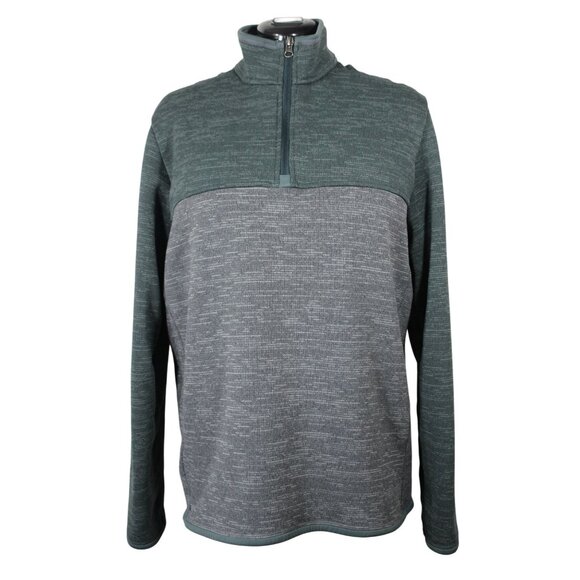 Untuckit men's Neyers green 1/4 zip stand up collar knit fleece pullover sweater - Picture 1 of 11